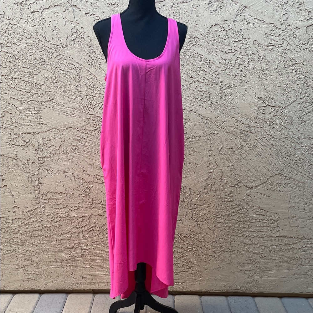 Athleta Bright Pink Presidio Traveler  High-Low Tank Maxi Dress - Picture 4 of 8